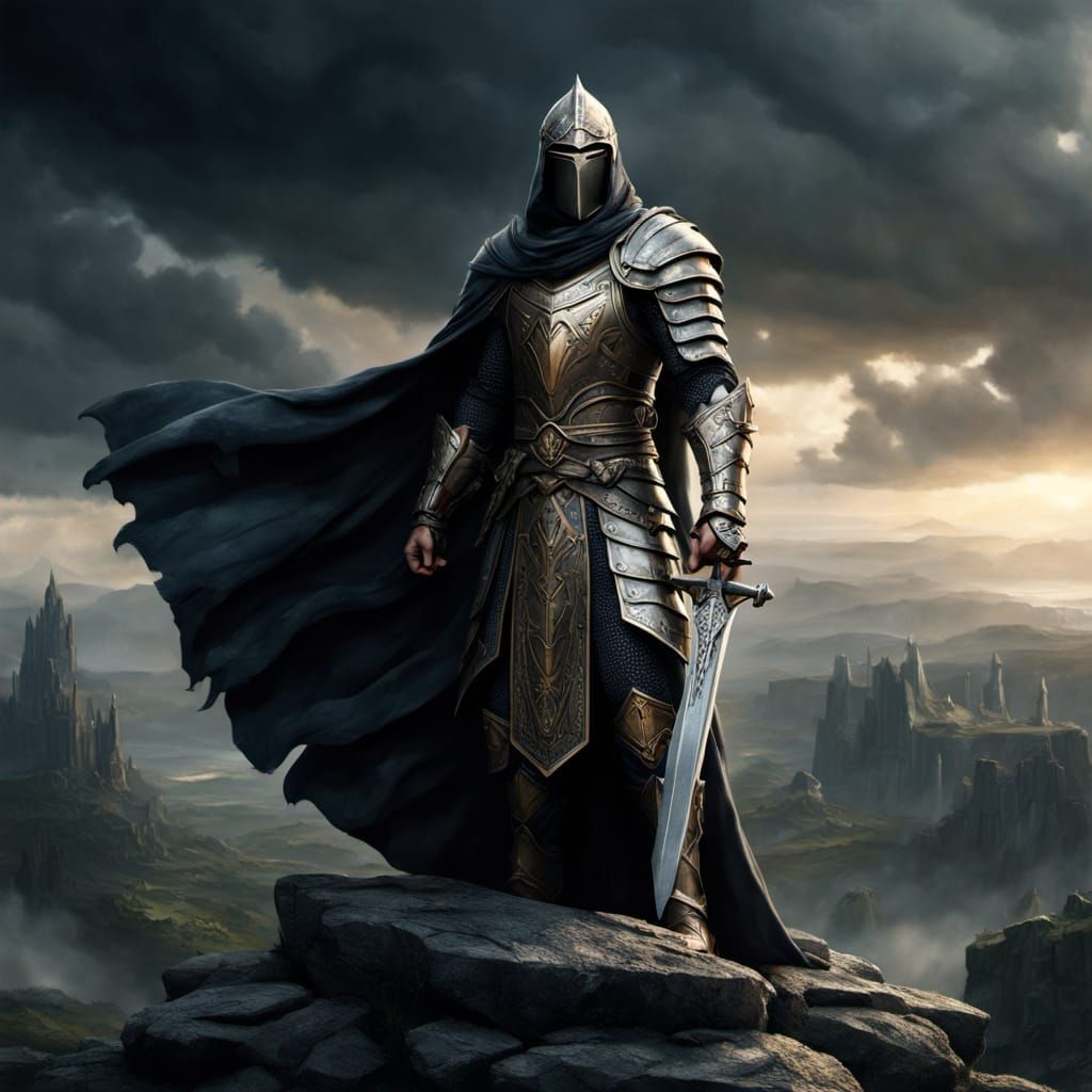 Excalibur on a Pedestal in Windswept Landscape