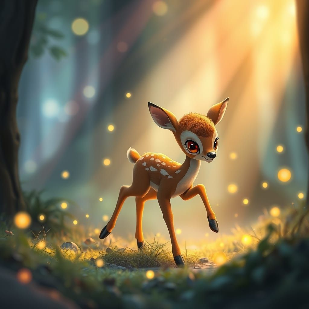 Magical Forest Deer in Dreamy Art Style