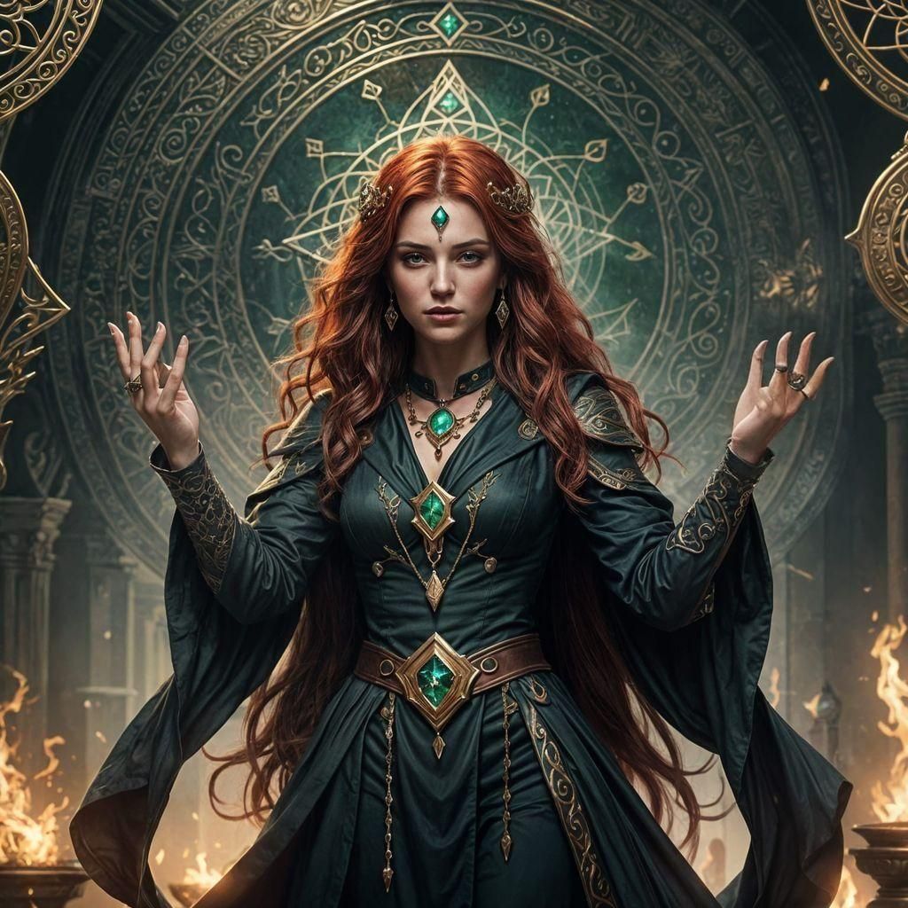 Enigmatic Sorceress Character Design with Arcane Traits