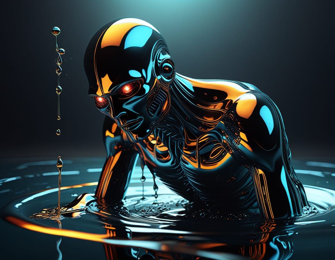Surrealistic Art Deco Hybrid Humanoids Emerge from Oil in a ...