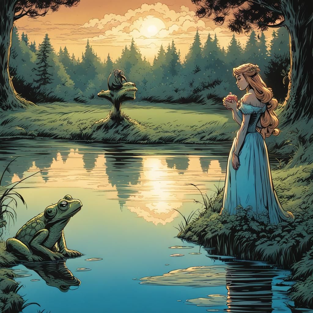 Princess Kisses Toad: Comic Book Art Reflection