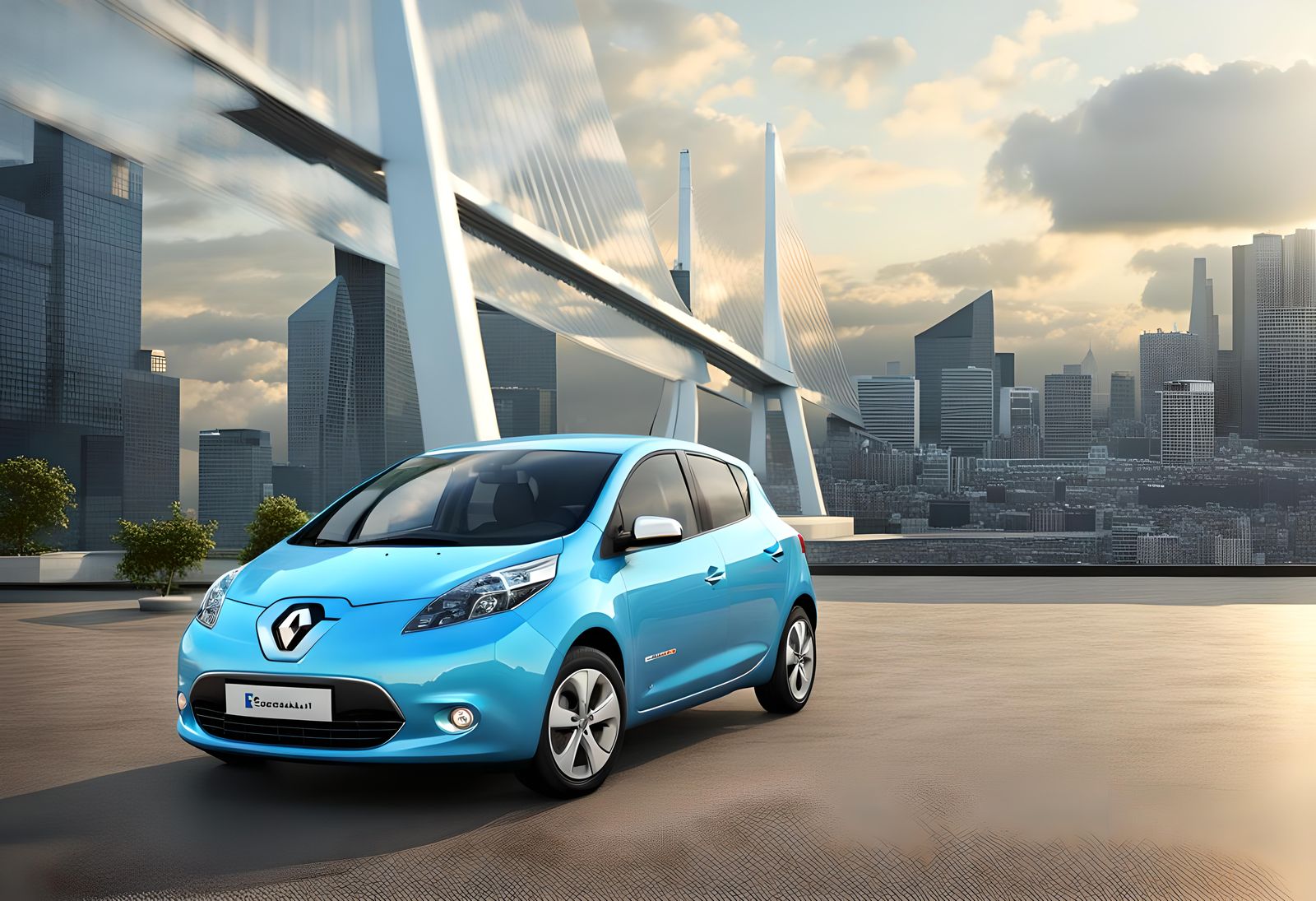 Renault Leaf in Seoul: 3D Render