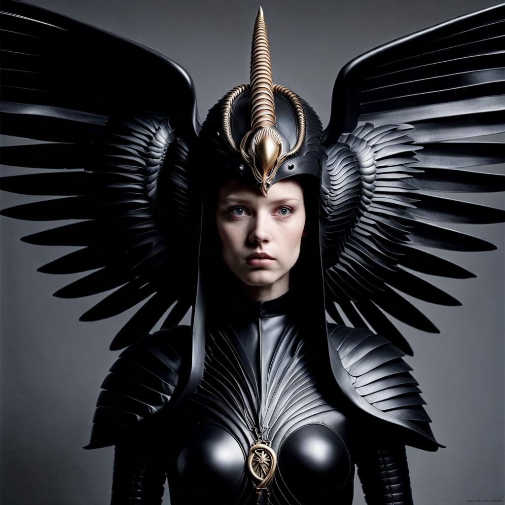 Biomechanical Pegasus in Portrait Style