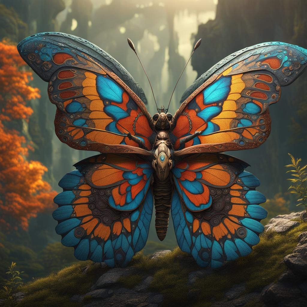Native American Butterfly: Detailed Fantasy Concept Art