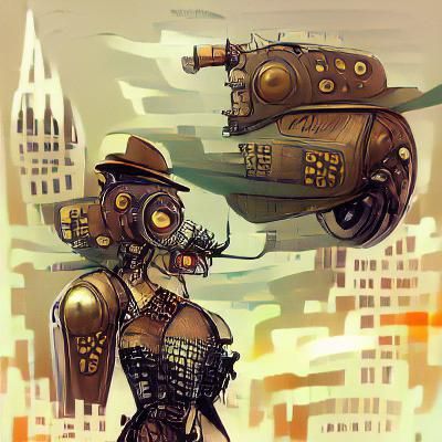 Dieselpunk Robot in Workshop
