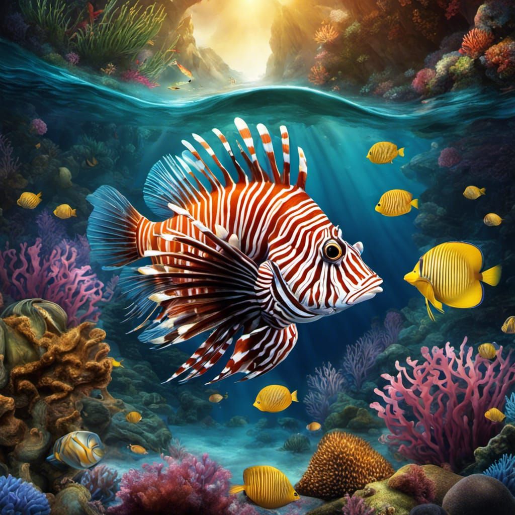 Lionfish in a Fairy-Tale Underwater World
