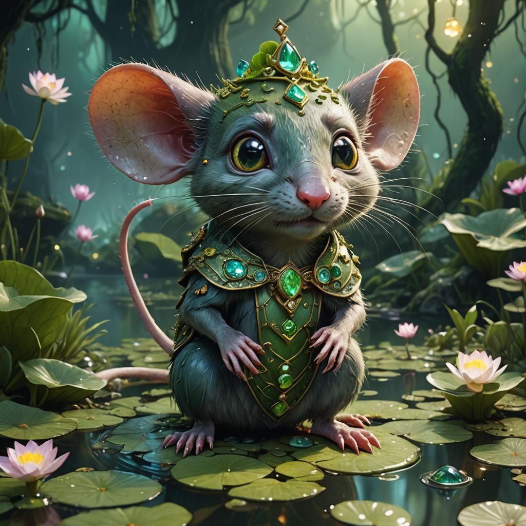 Evil Guardian Rat in Magical Swamp: Detailed Matte Painting