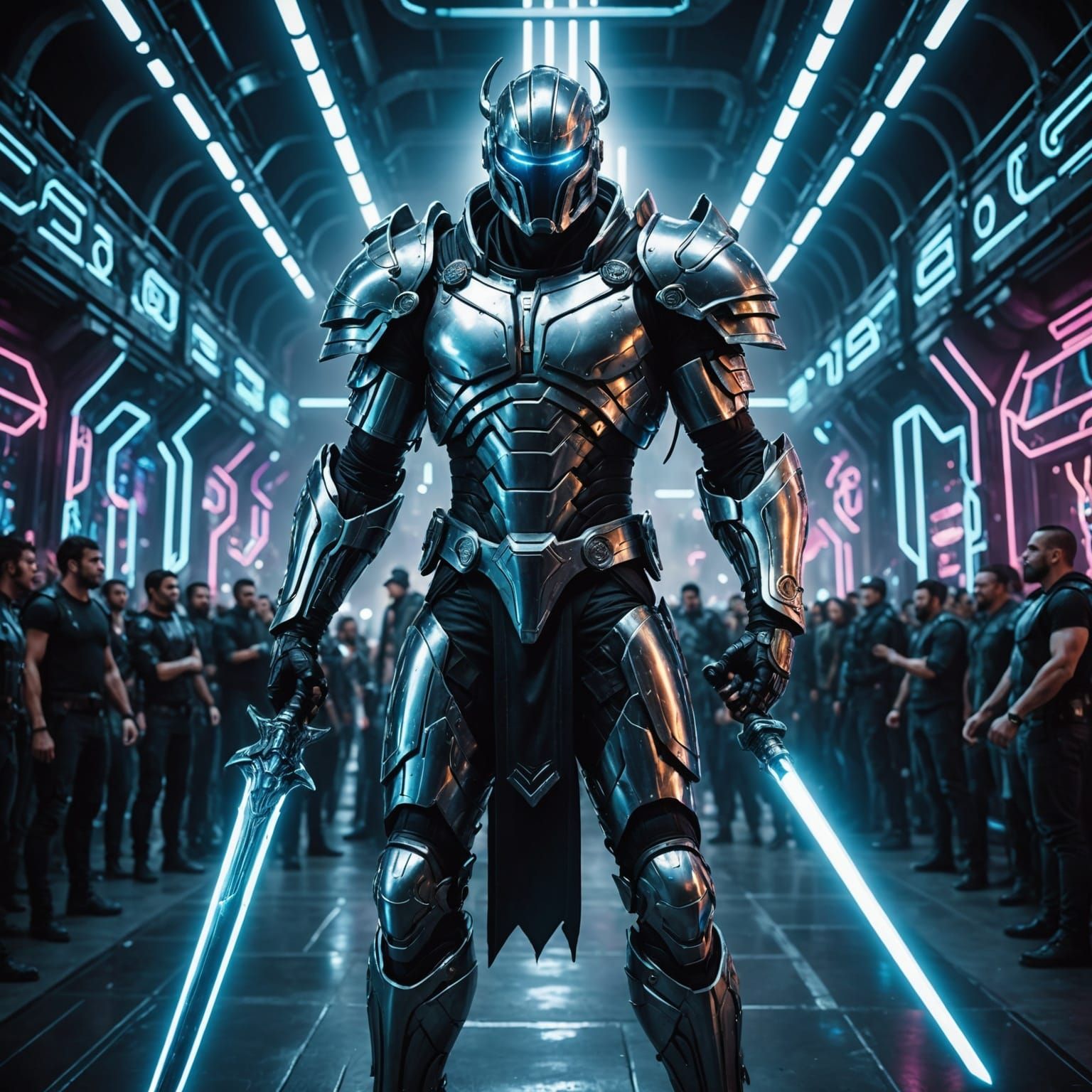 Cyborgia Plata: A Futuristic Gladiator in Neon Glory