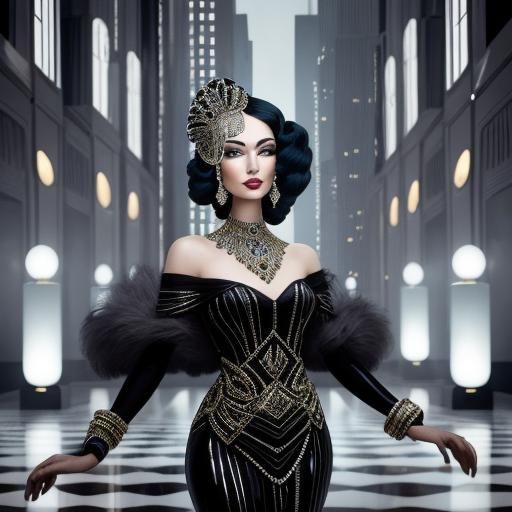 Art Deco Woman Portrait in 1920s Style