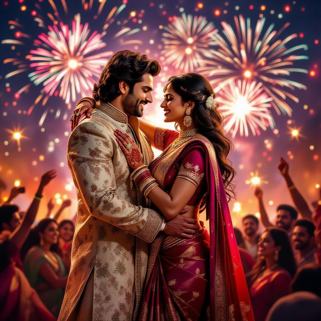 Bollywood Romance Poster Epic Cinematic Style