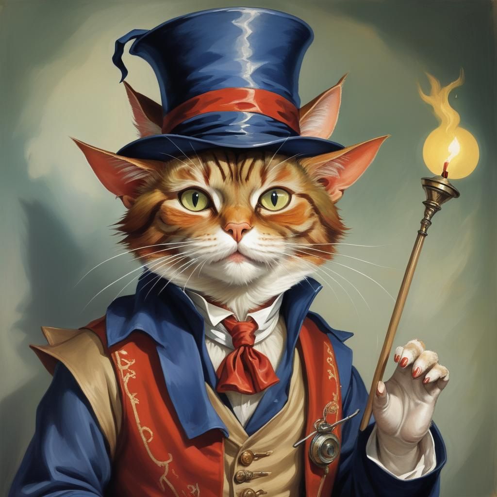 Cat as The Magician, Portrait Art