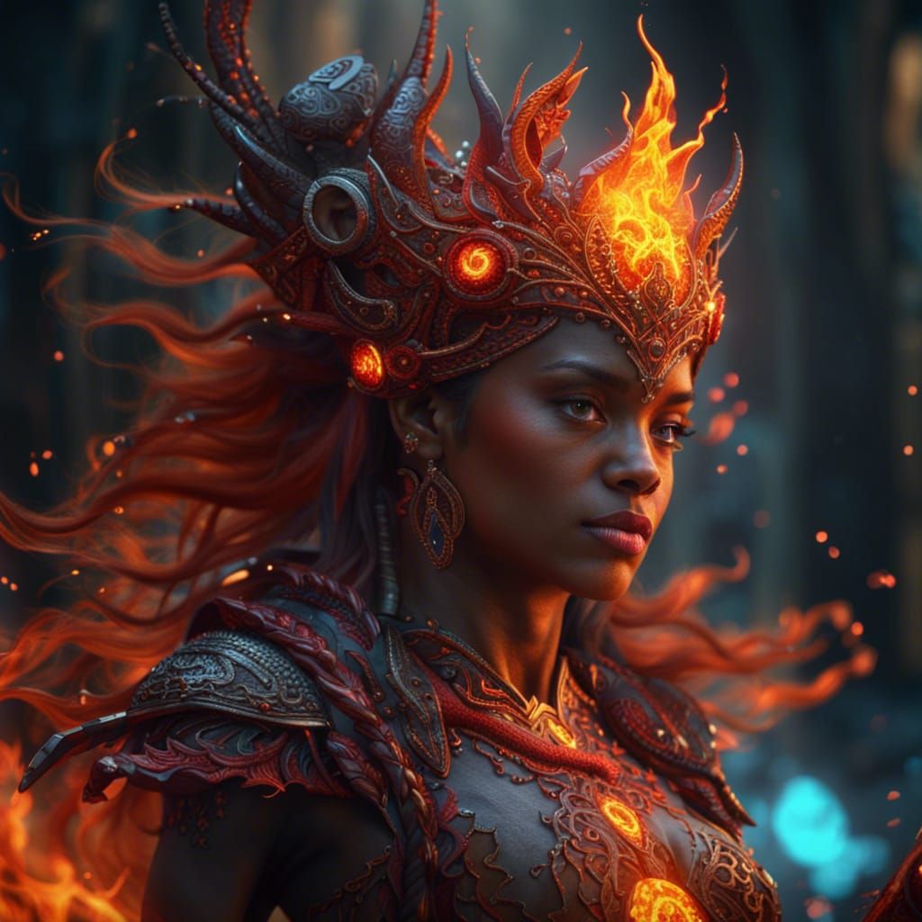 Detailed Matte Painting of a Fire Goddess