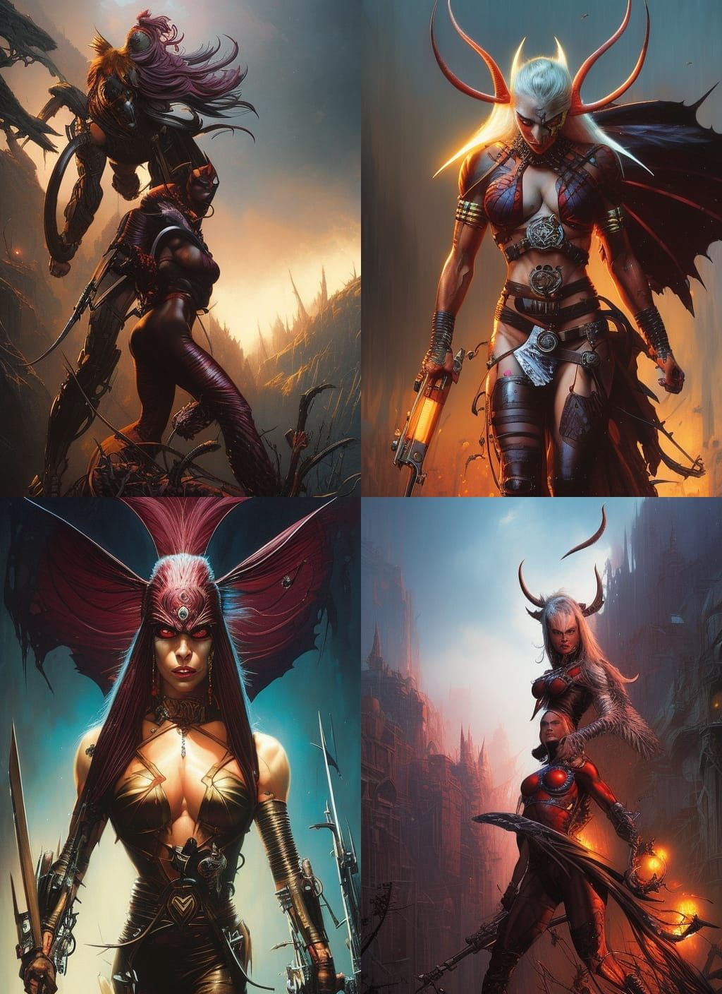 Muscular Demon Woman Crayon Caricature