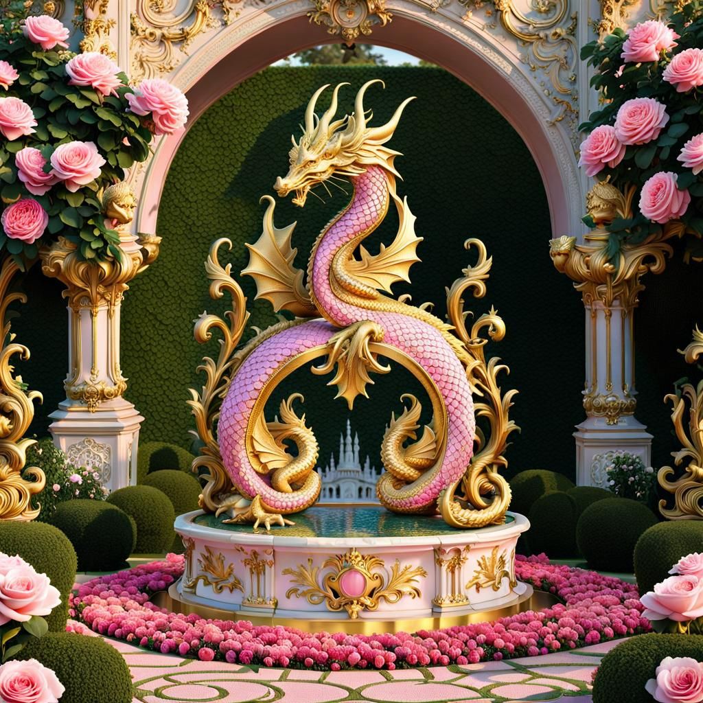 Dragon Water Fountain (Rococo Inspired Design)