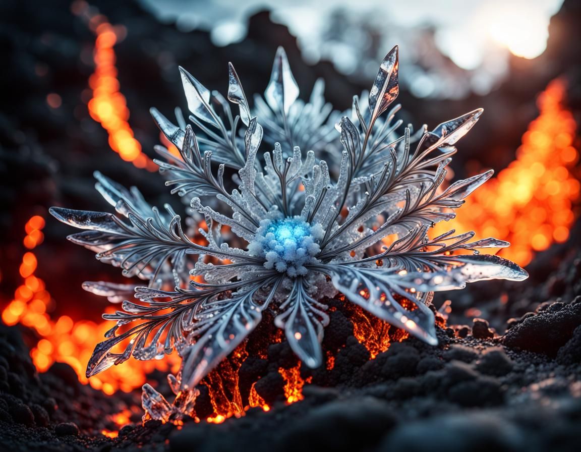 magical ice flowers bloom on lava #2