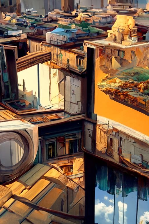 Picturesque building silhouettes, elaborate apartment layout...