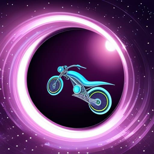 Futuristic Motorbike on Ringed Planet