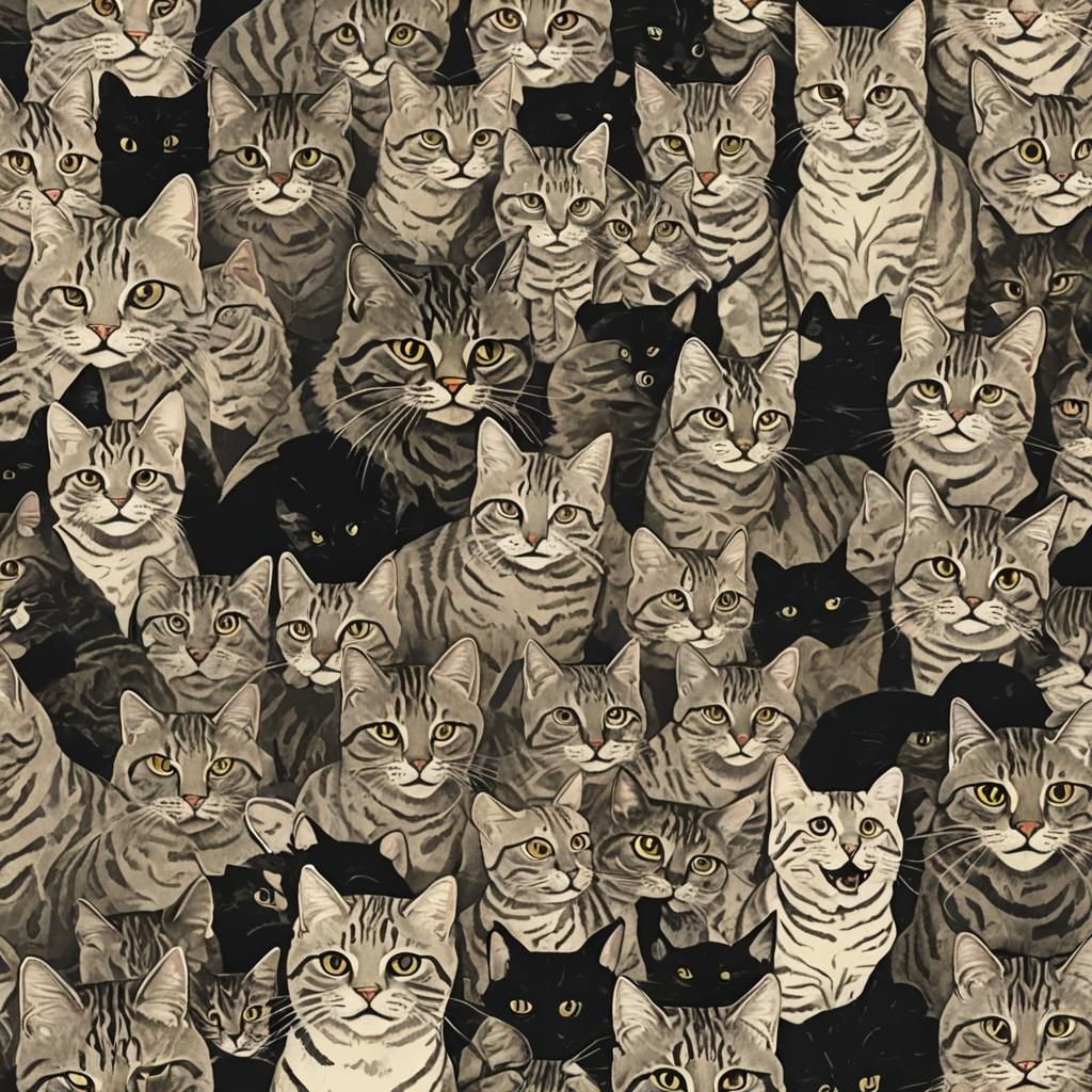 Whimsical Lovecats Whispering Secrets