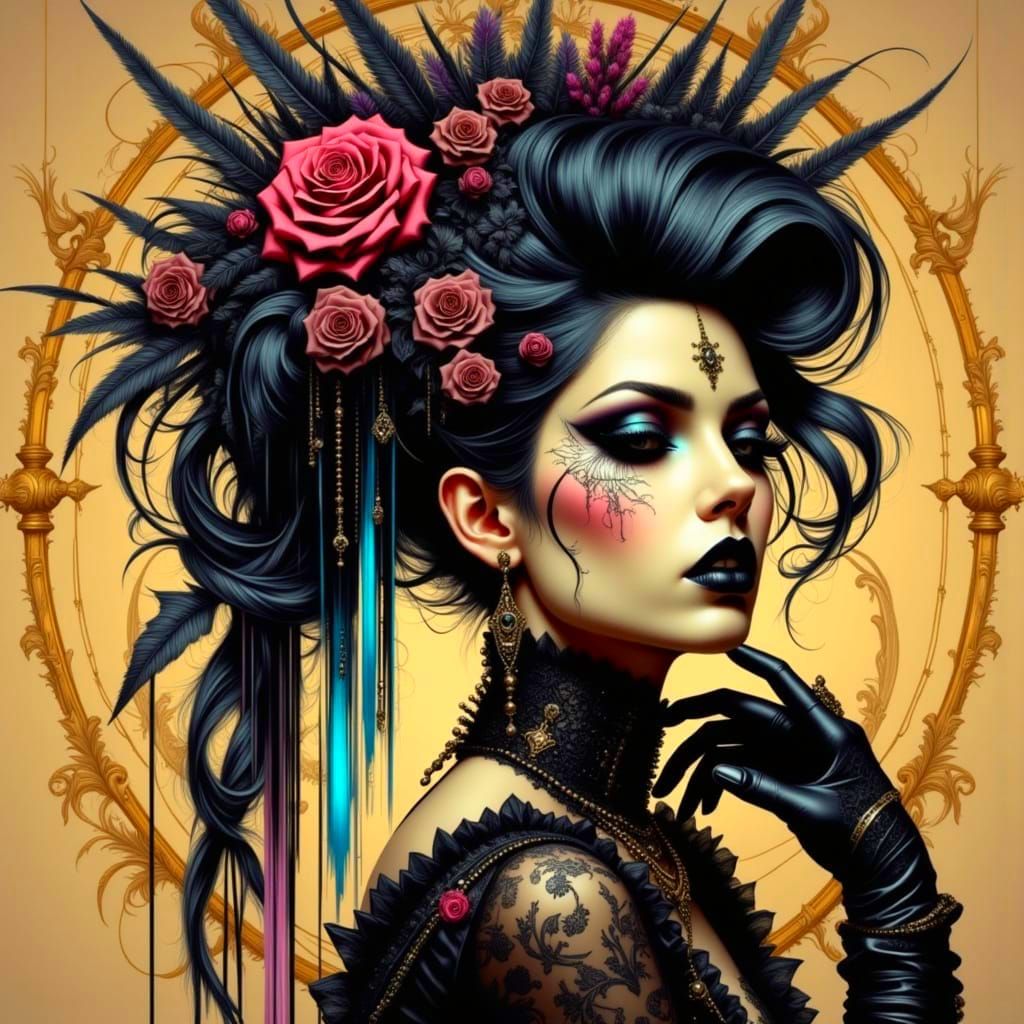 Tormented Gothic Punk Woman in Moody Colors