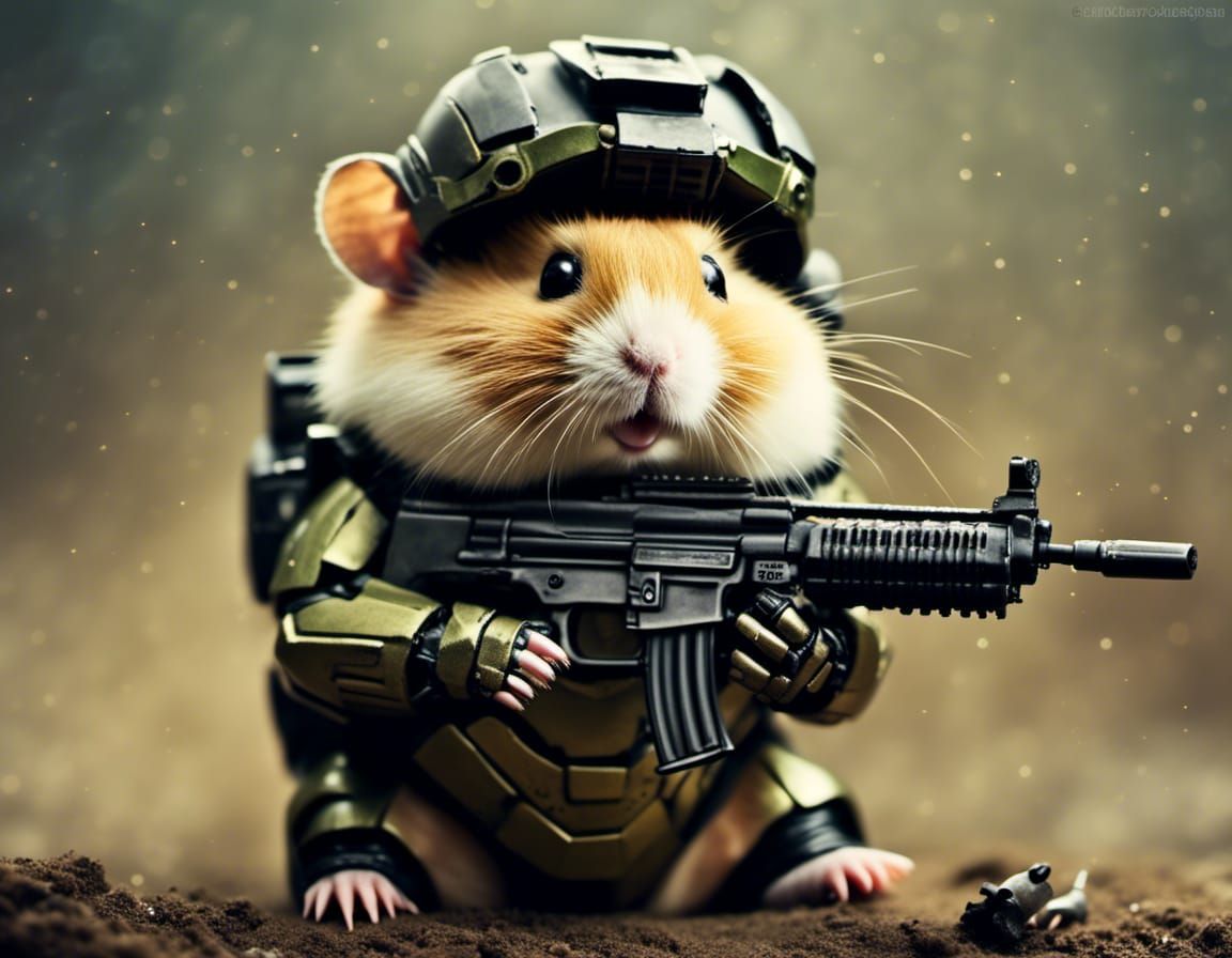 Hamster Master Chief Ready for Battle