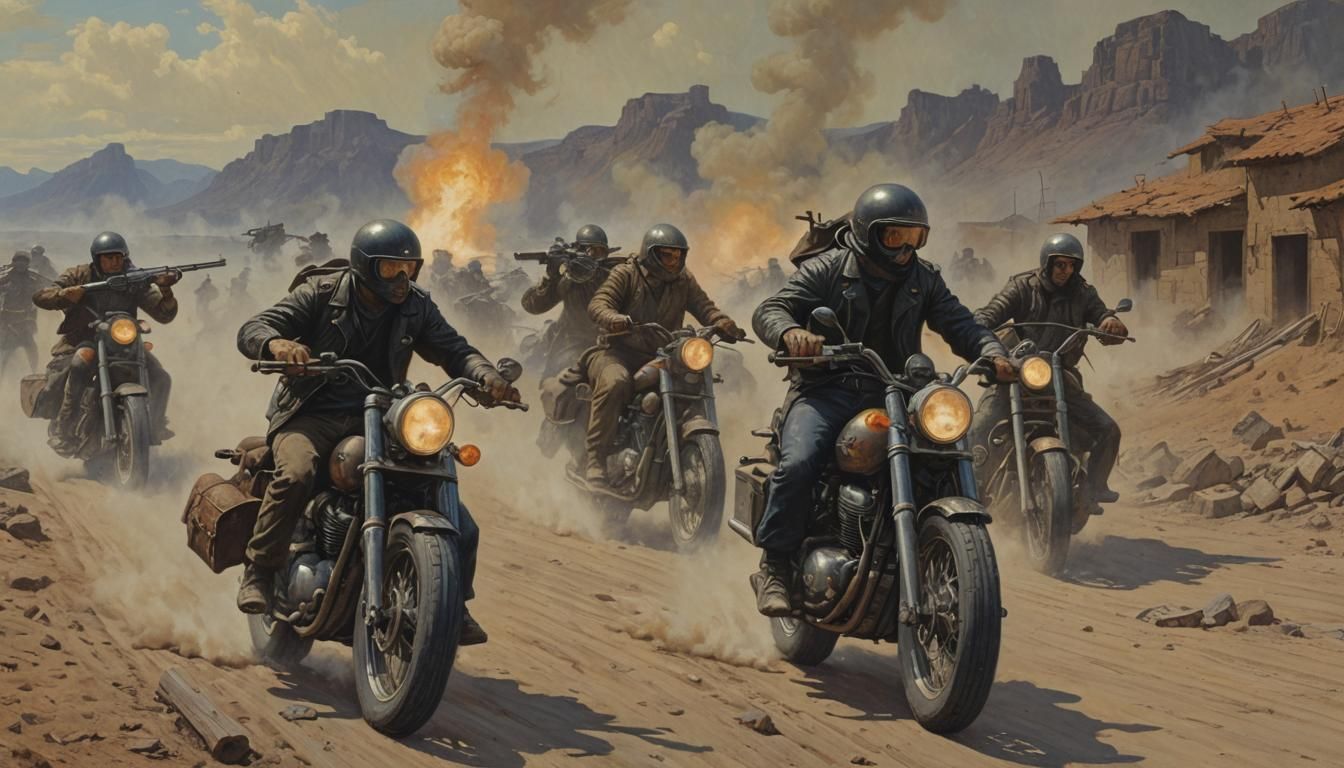 Motorcycle Gang Ride in Hyperrealistic Digital Art
