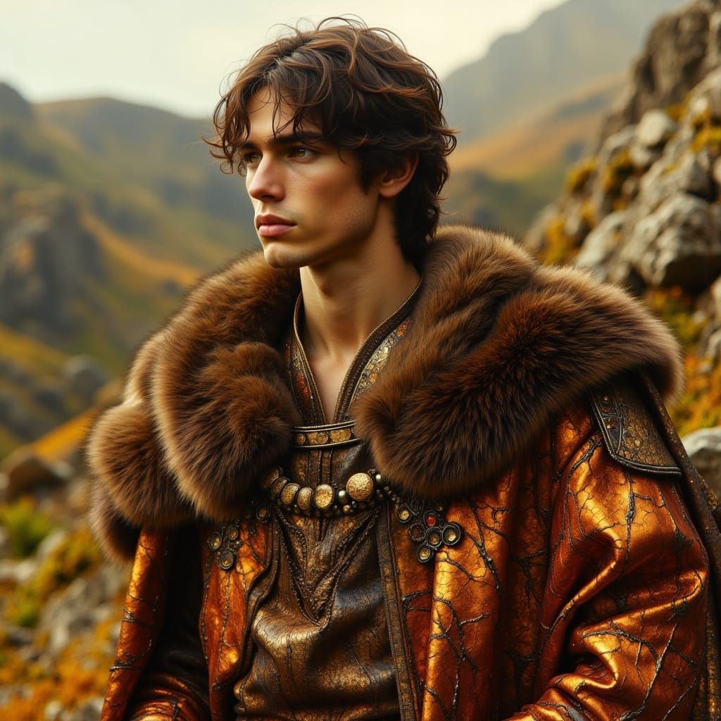 Medieval Knight in Russet and Gold Armor