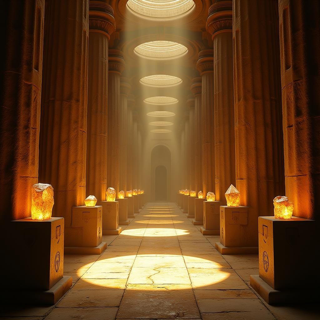 Majestic Atlantean Hall of Records in Golden Light