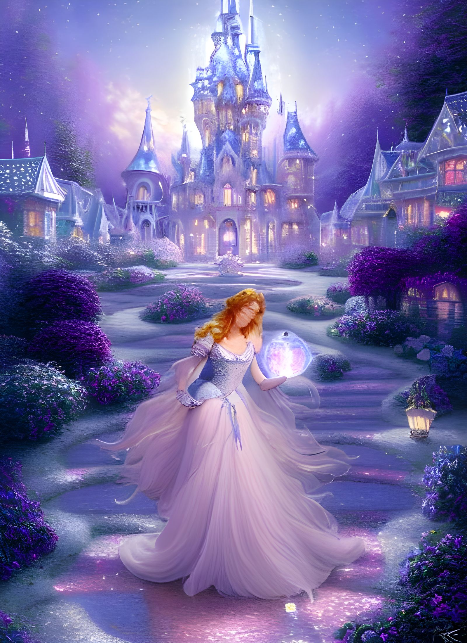 Celestial Crystal Slipper in Art Nouveau Style