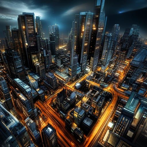 Futuristic Cityscape with Starships and Space Views