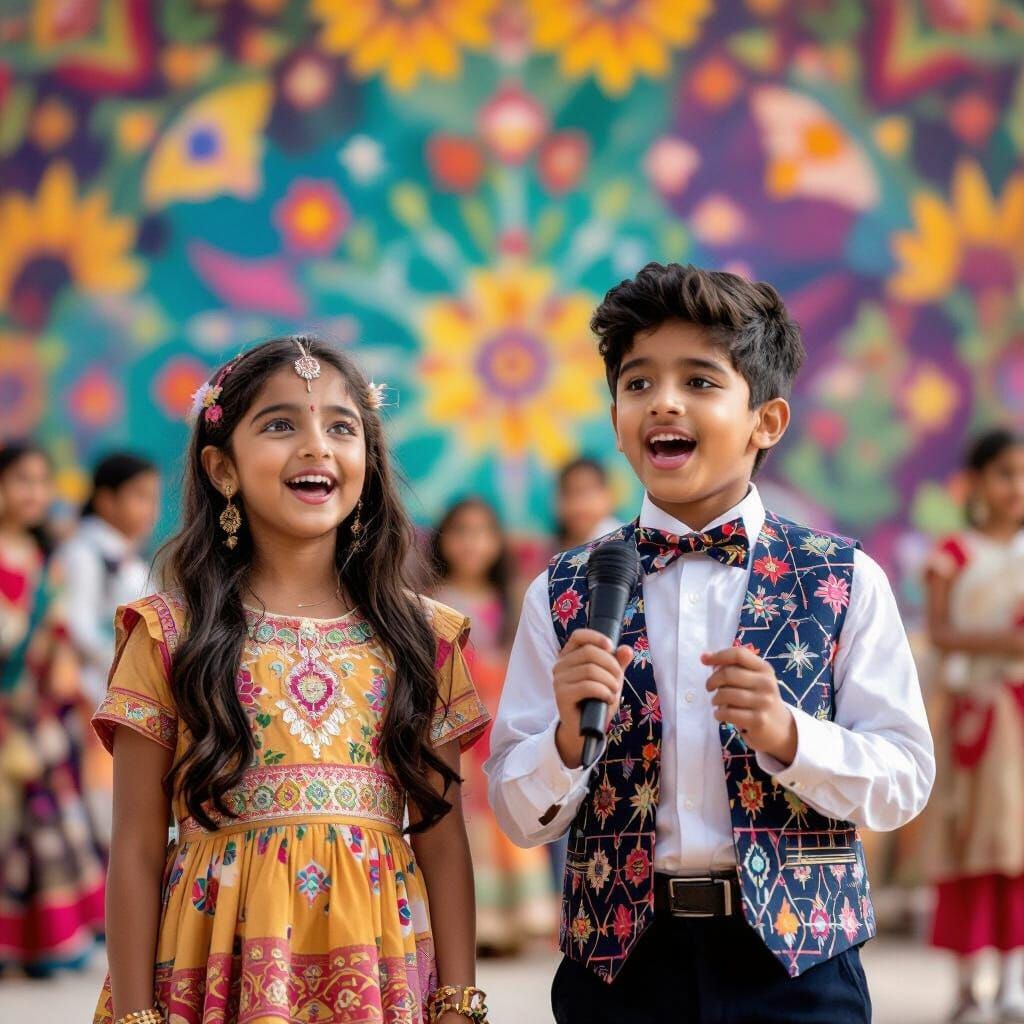Colorful School Performance in Qatar, Modern Art Styles