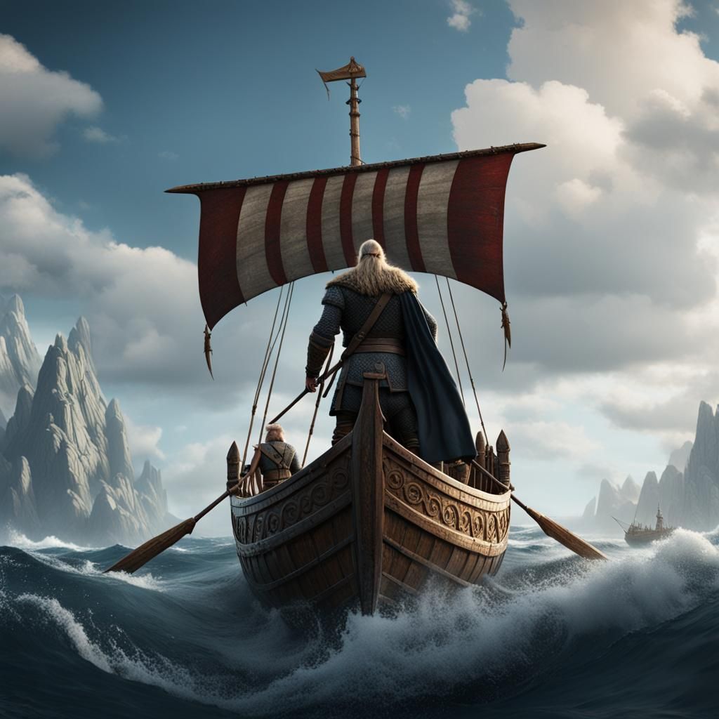 Viking on Longboat: Fantasy Concept Art