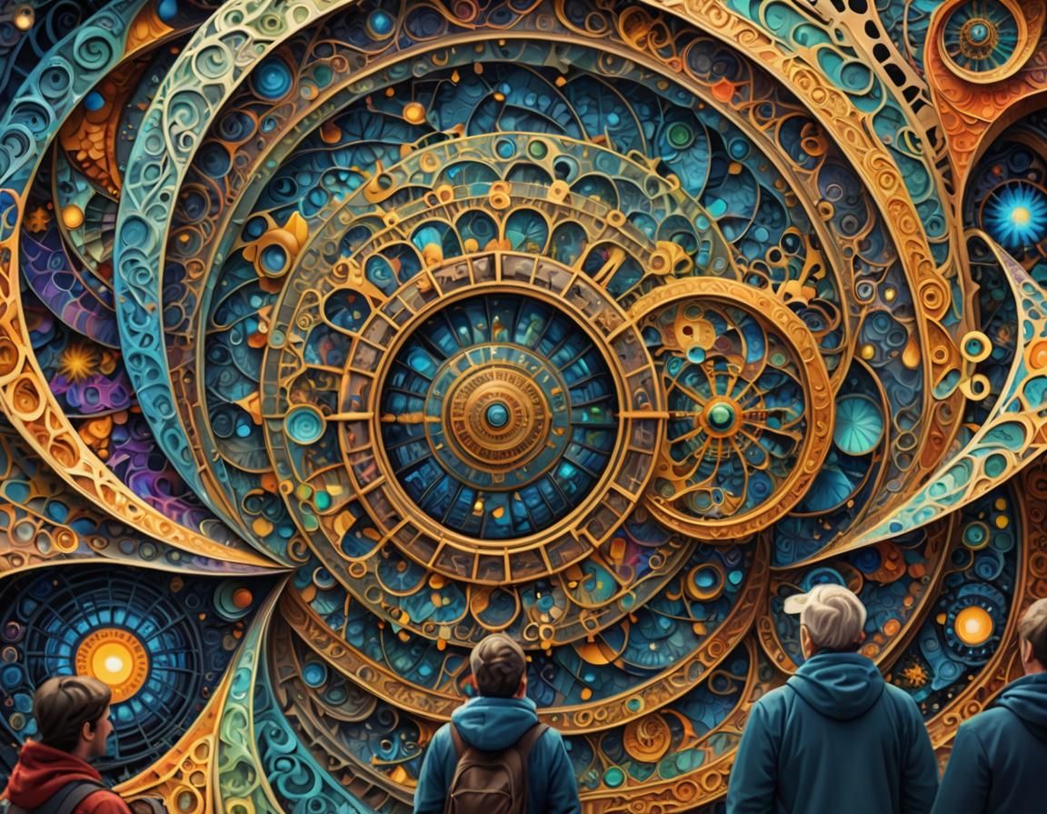 Time Traveler's Historical Tour in Abstract Vector Style