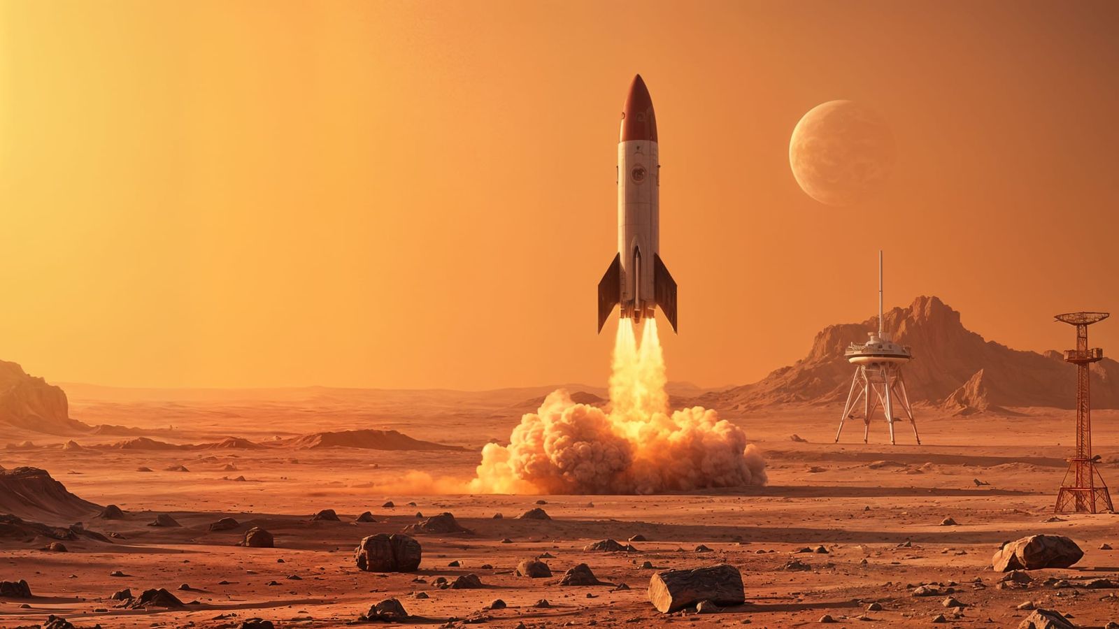 Retro Rocket Landing on Mars: Hollywood Style