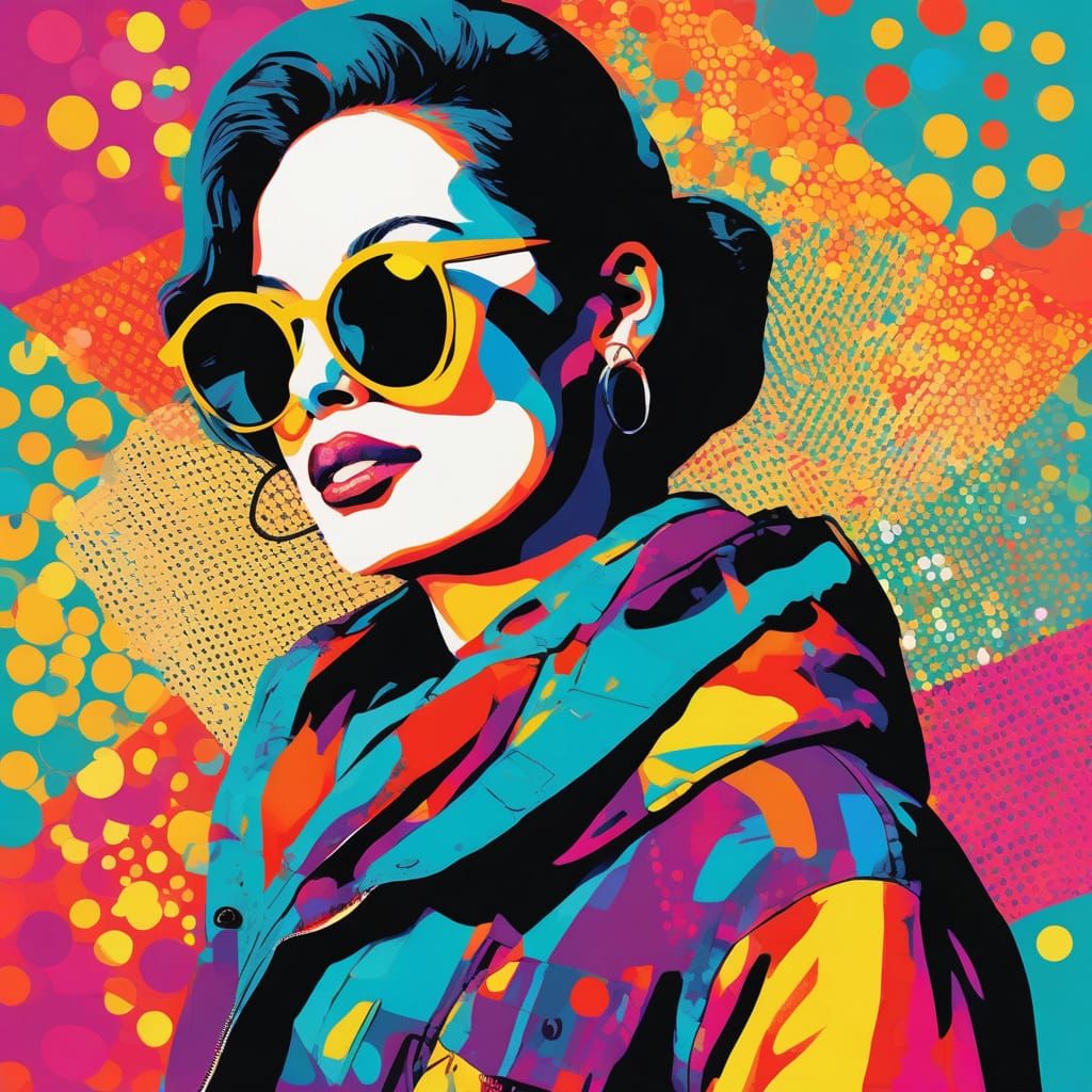 Pop Art Portrait of a Modern Woman in Sunglasses