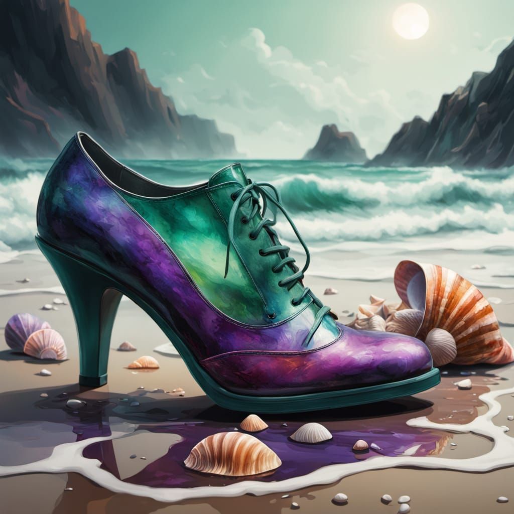 Ethereal Beach Heel in Oil Gouache Style