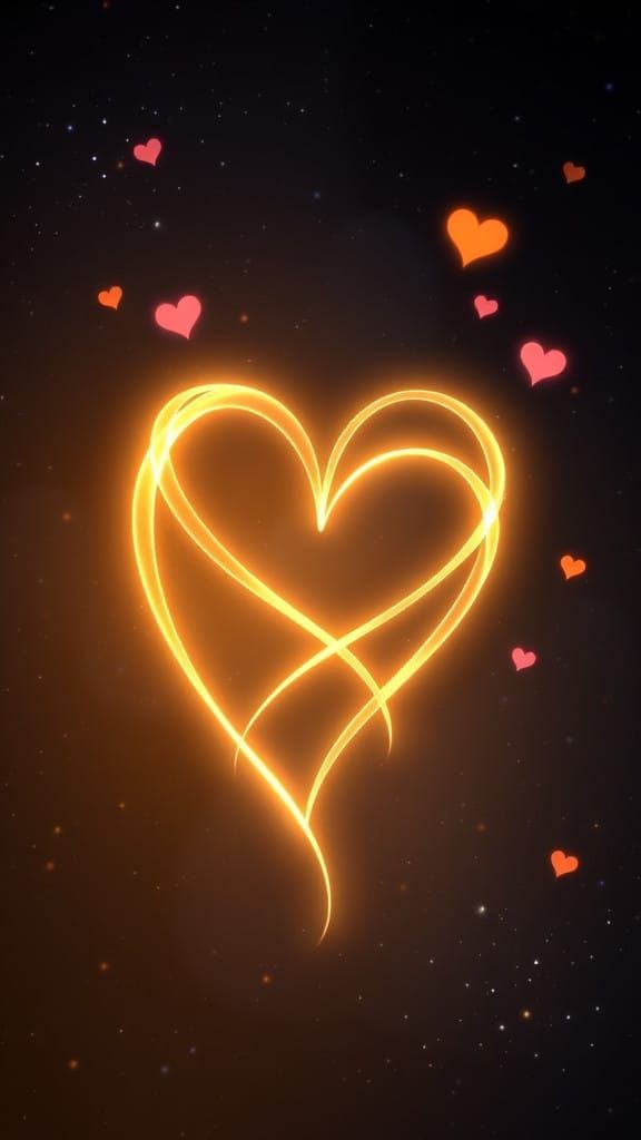 Glowing Heart in Cosmic Starry Background