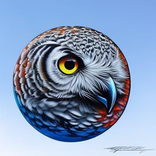 Snowy Owl Crystal Sphere Graffiti Art