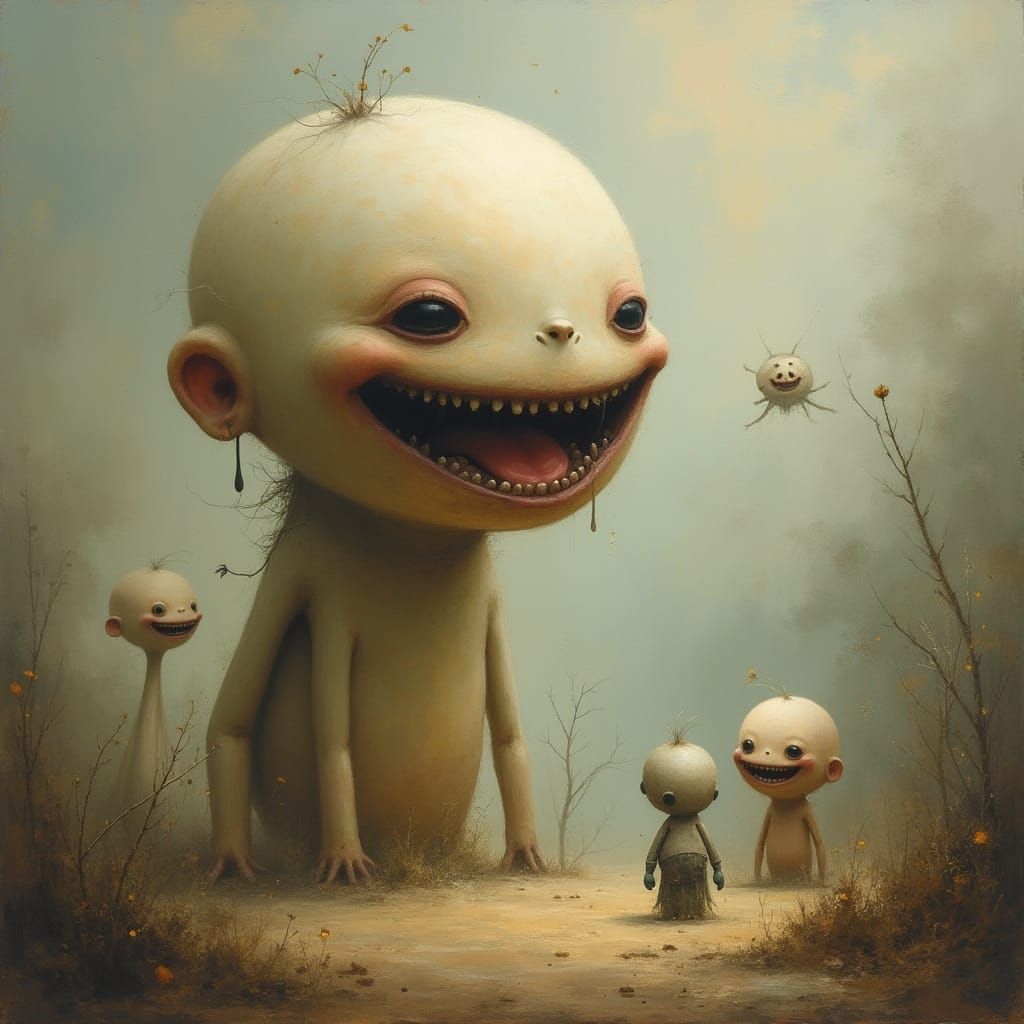 Surreal Painting of a Giant Laugh in a Whimsical World