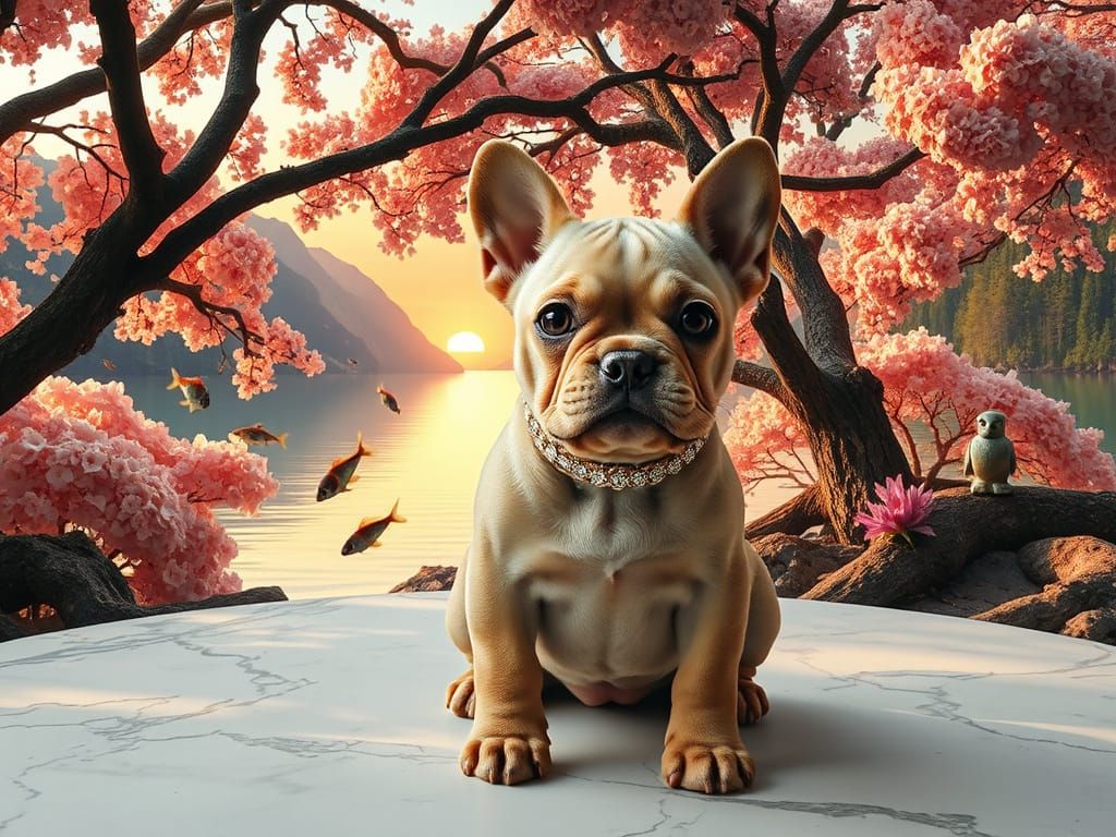 French Bulldog Puppy in Renaissance-Inspired Wonderland