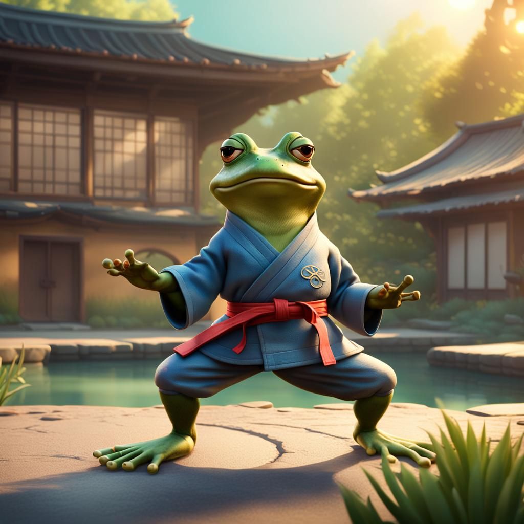 Martial Arts Frog in 3D Animated Style