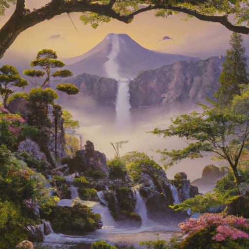 Ethereal Fantasy Japan in Hyperdetailed Mist