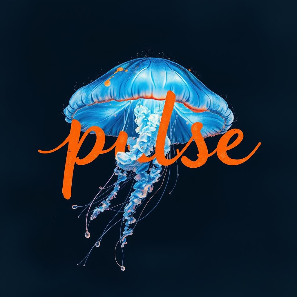 Bioluminescent 'Pulse' in Watercolor Above Jellyfish