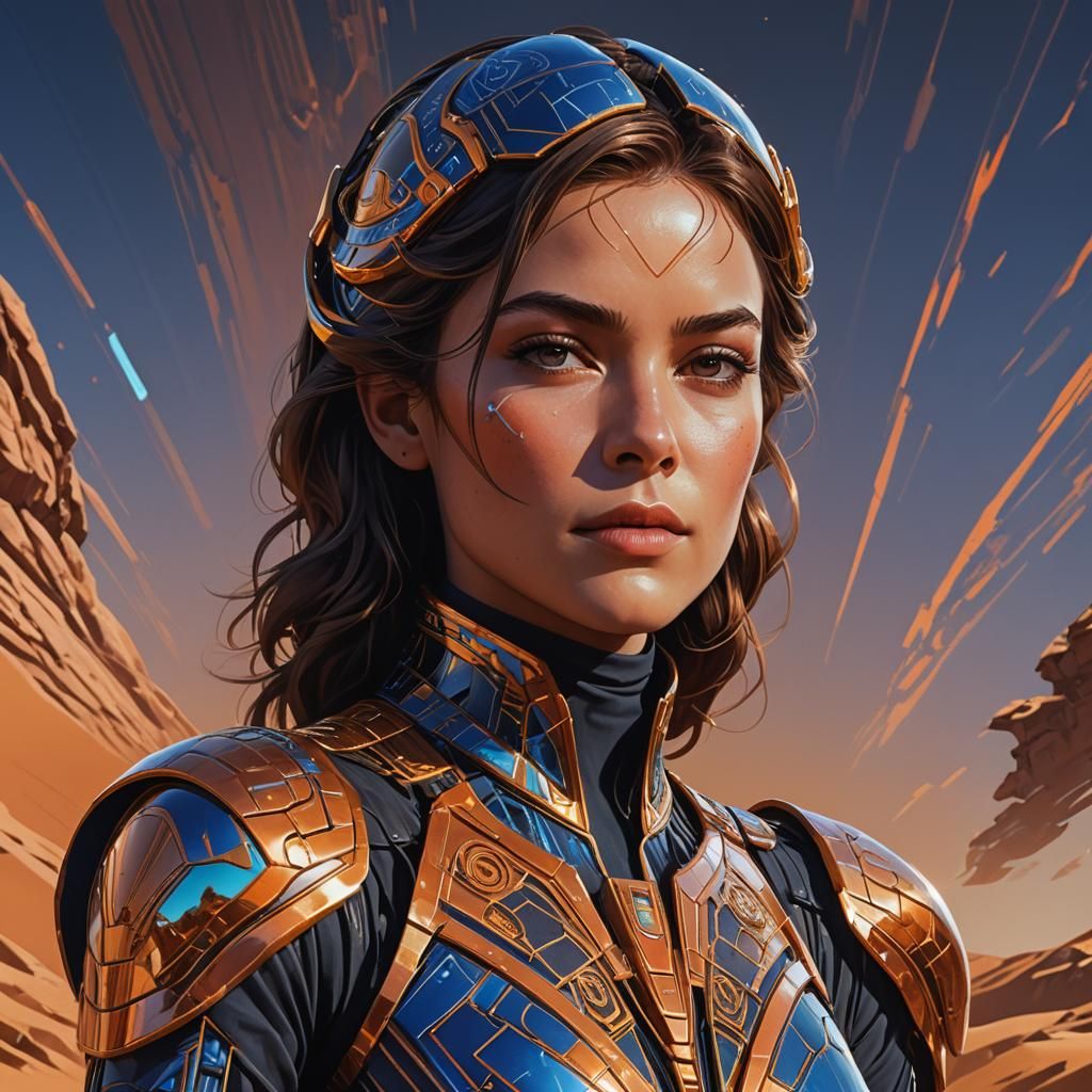 Princess Dune Atreides Portrait in Syd Mead Style