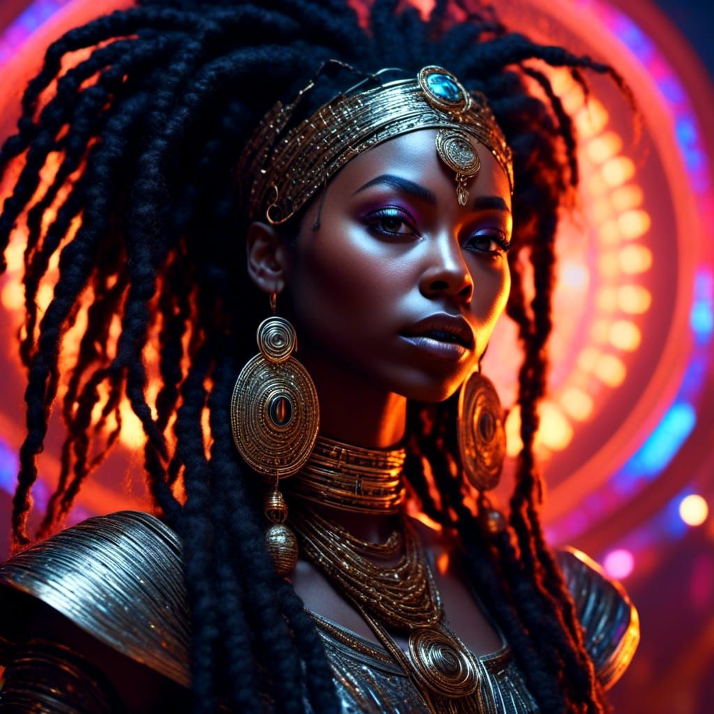 Psychedelic Portrait of Woman in Gustav Klimt Style