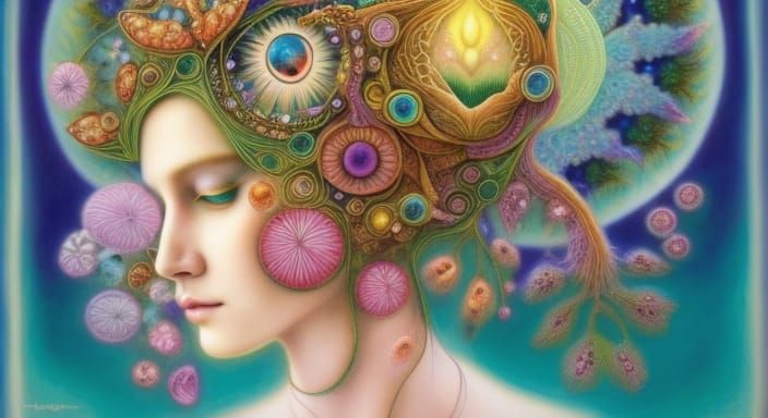 Surreal Brain Network in Watercolor with Pareidolia