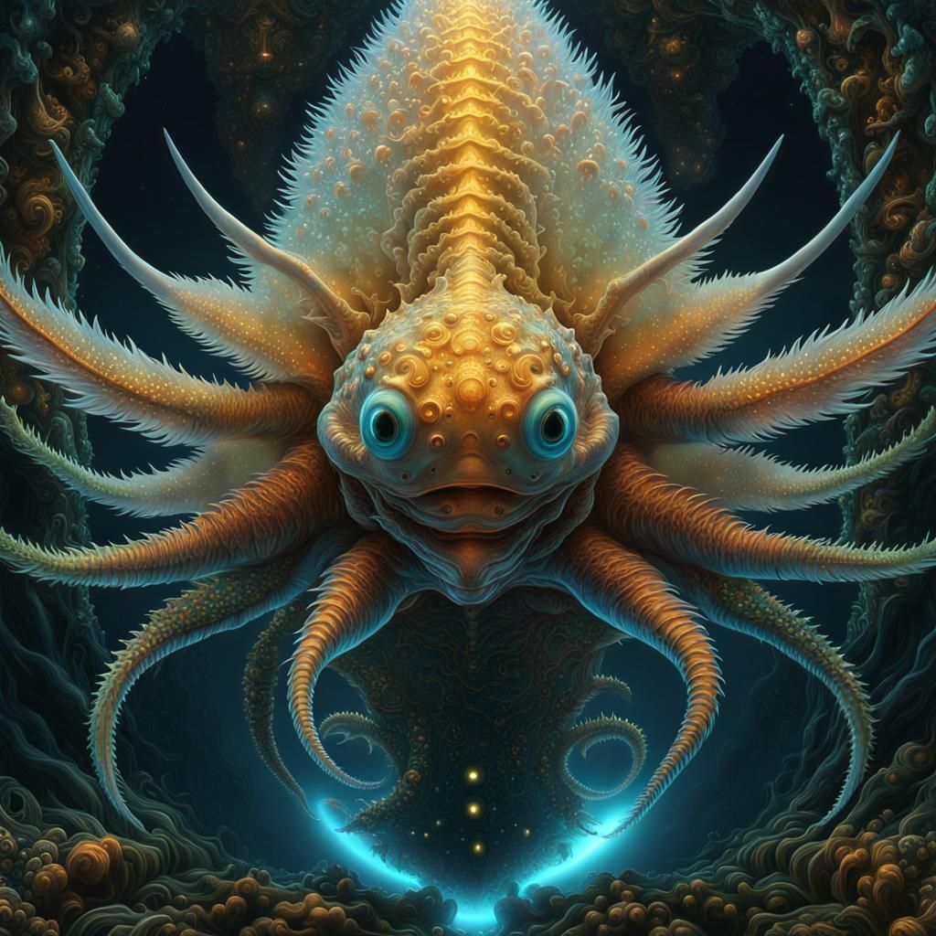 Bioluminescent Axolotl Kaiju Mandelbrot Visualisation