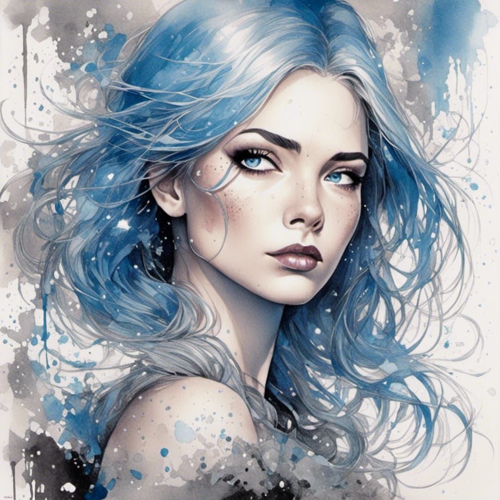 Bioluminescent Swan: Wet-on-Wet Watercolor Portrait