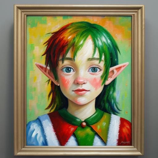 Christmas Elf as Expressionist Oil Painting
