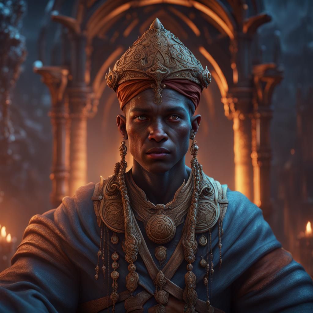 Fantastical Boy in Detailed Matte Painting