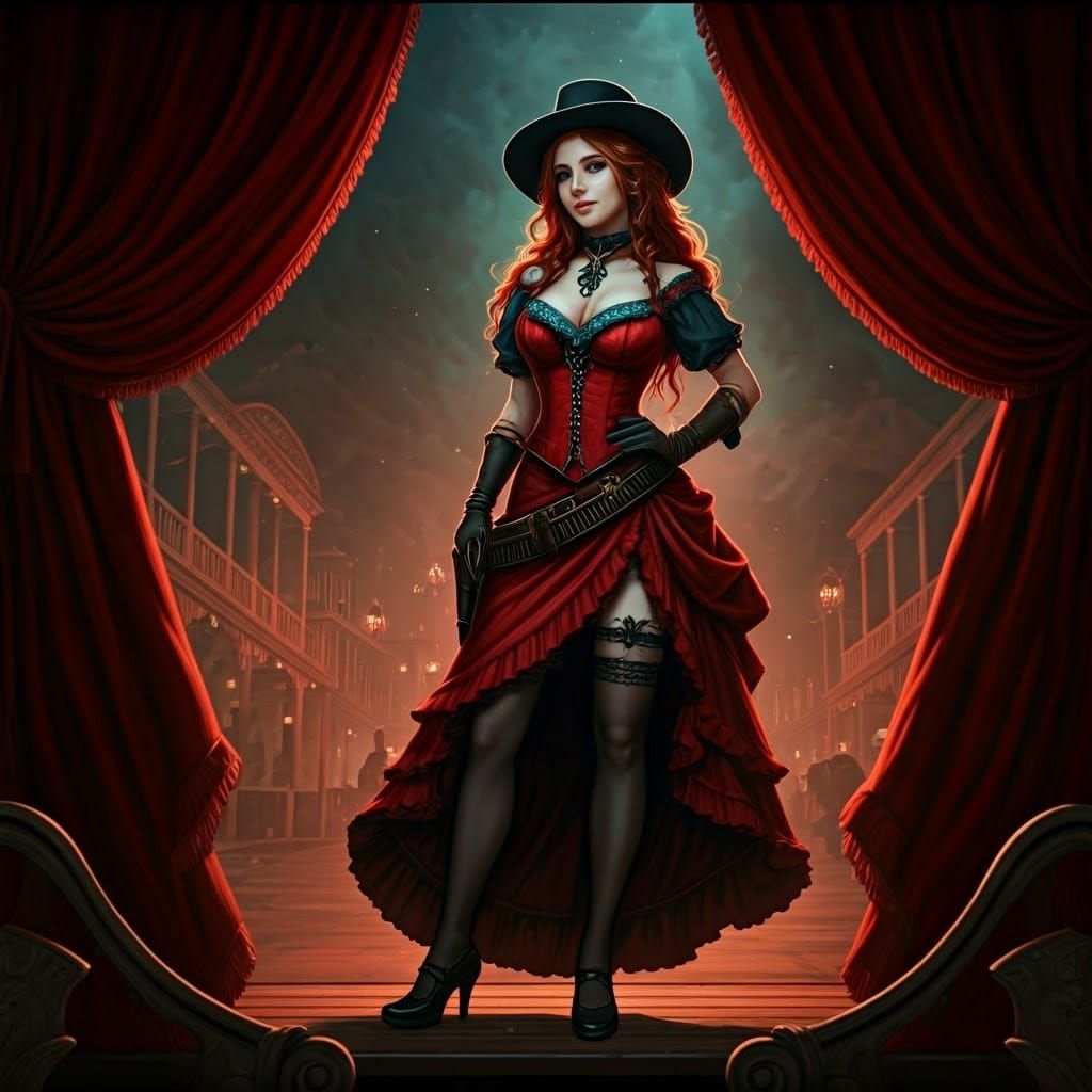 Fantastical Saloon Girl in Elegance and Splendor